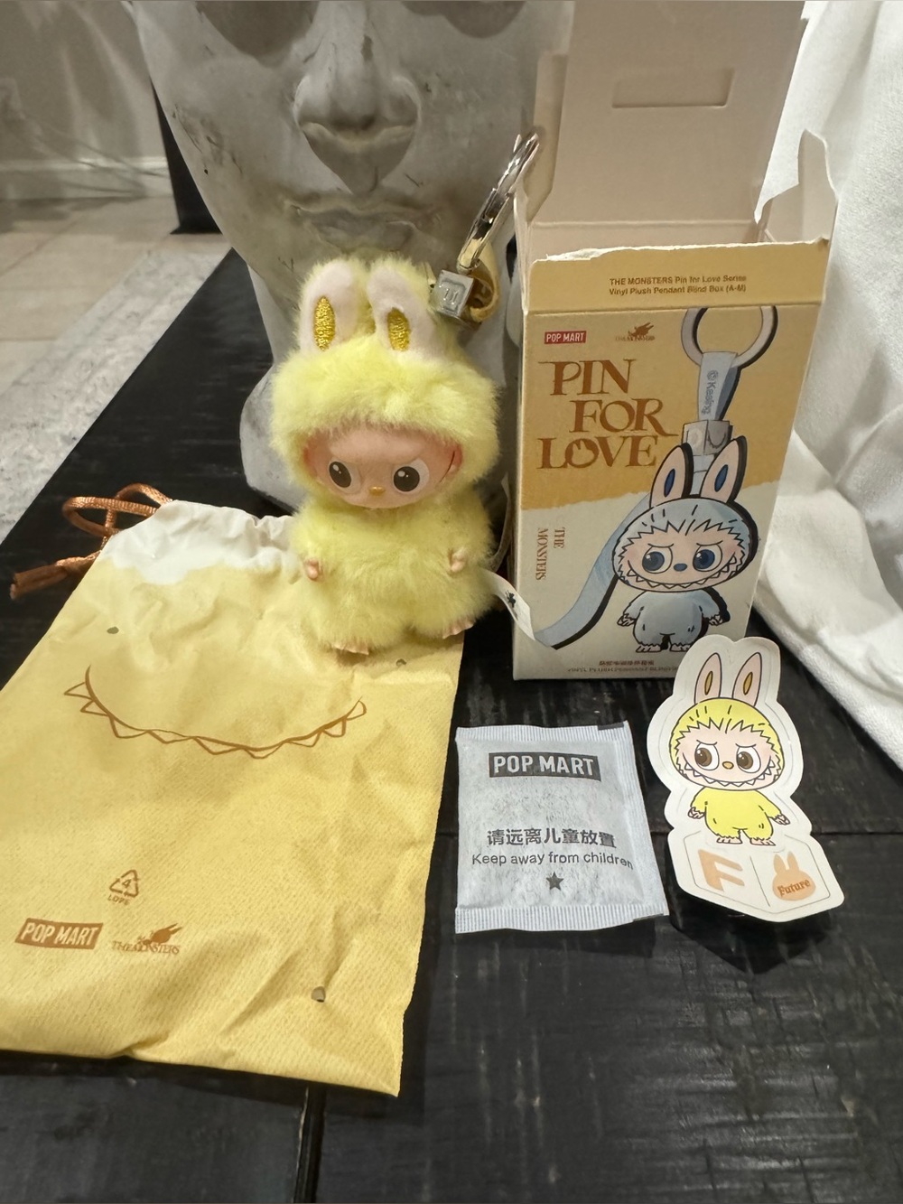 Pin for Love Series-Vinyl Plush Pendant Blind Box-Letter F Yellow Labubu
